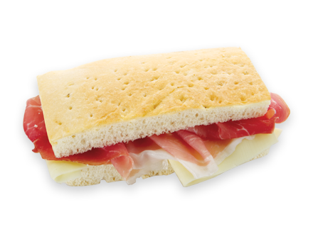 Focaccia with raw ham