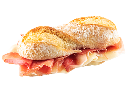 Sfilatino with raw ham