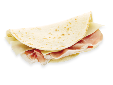 Piadina  with raw ham (flatbread)